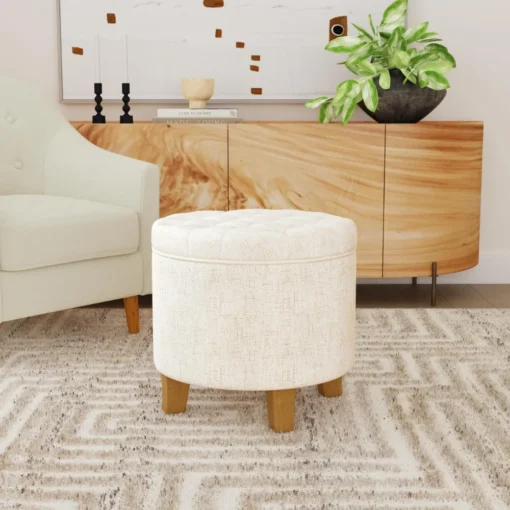 Home Decor | Upholstered Round Tufted Foot Rest