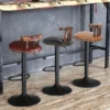2X Industrial Leather Bar Stools 360°