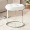 Faux Leather Ottoman Stool, Vanity Chair Button Tufted Footrest Stool